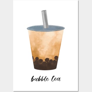 Bubble Tea Watercolour Painting Posters and Art